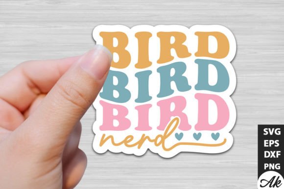 Bird Nerd Retro Stickers Design: A Versatile Graphics Asset for Crafts and Branding