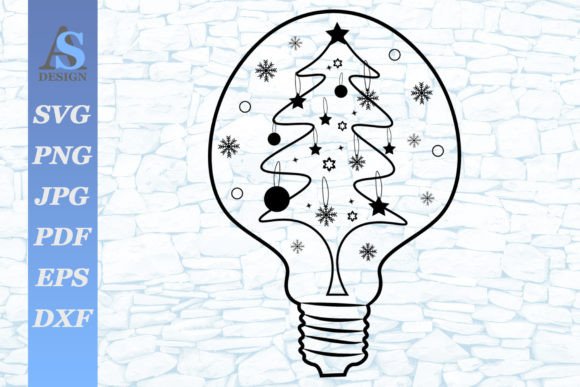 Christmas Tree in a Light Bulb SVG: A Seasonal Graphic Design Asset for Bloggers and Content Creators