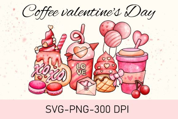 Coffee Valentine Day Watercolor PNG SVG: A Graphics Gem for Crafts & Marketing