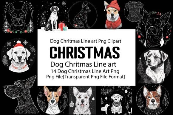 Dog Christmas Line Art Bundle: A Versatile Graphic Design Asset for Content Creators