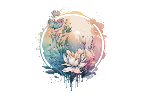 Flower Water Color Sticker: A Versatile Graphic Freebie for Small Business Branding