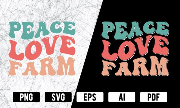 Peace Love Farm: A Retro Wavy Graphic Design Asset for Creative Sellers