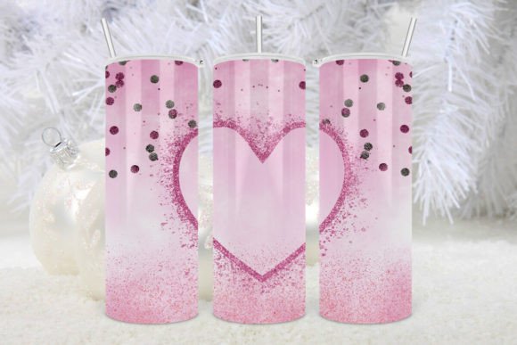 Pink Glitter Hearts Valentine Tumbler: A Versatile Graphic Design Asset for Crafts