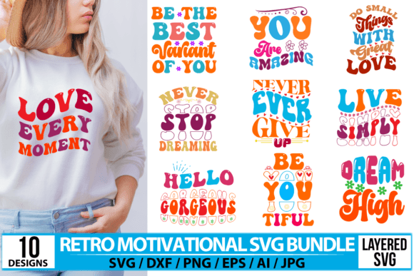 Retro Motivational SVG Bundle: A Nostalgic Graphic Asset for Crafts and Creative Projects